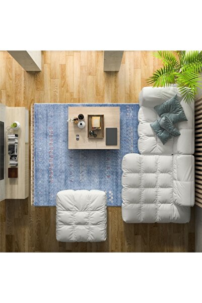 Eko Halı Zara Zr 06 Blue Otantik D. Hav Vermez Bambu Viskon El Emeği Özel Tezgah Modern Uşak Halısı Eko Zara