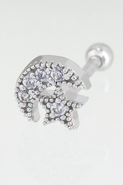 Sortie Aksesuar Ay Yıldız Ve Hilal Figürlü Zirkon Taşlı Tragus Küpe Piercing 020