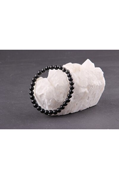 OSMANLI DEĞERLİ TAŞ Sertifikalı Obsidyen Doğal Taş Bileklik 6 Mm - B839
