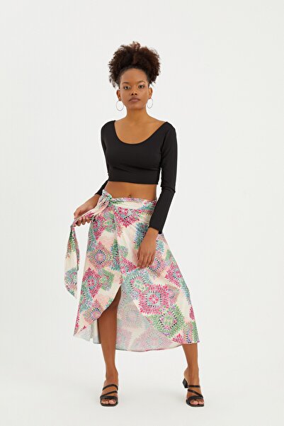 Quincey Multicolored Wrap Tie Draped Skirt
