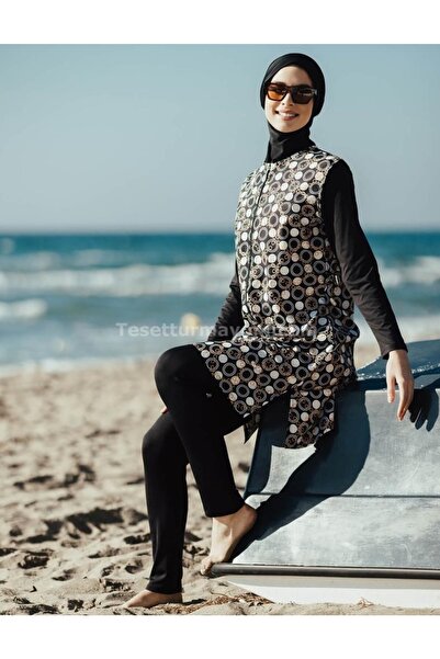 TESMAY 2206 Digital Patterned 2-Piece Jelly Hijab Swimsuit