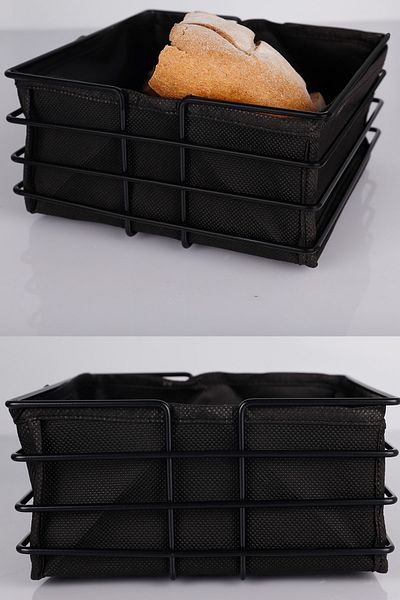 vipgross Black Metal Square Bread Basket -m5