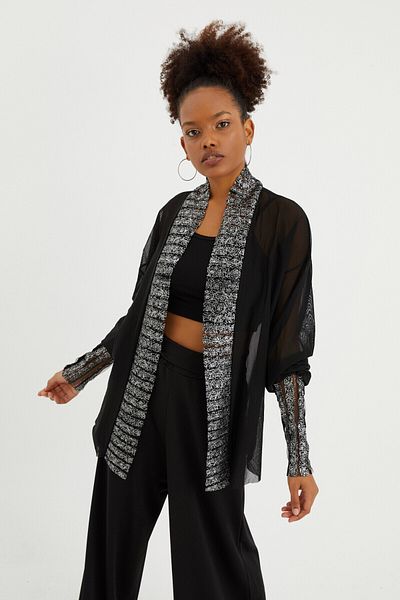 Quincey Cardigan din tul cu mâneci
