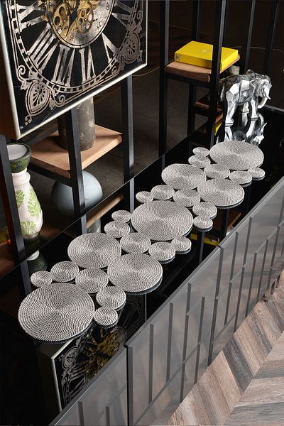 Natural Dowry Ρουστίκ Art Grey Washable Poly Straw Rope Σαλόνι Τραπέζι τραπεζαρίας Τραπεζάκι σαλονιού Κάλυμμα κουζίνας Runner