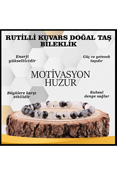 OSMANLI DEĞERLİ TAŞ Sertifikalı Rutilli Kuvars Doğal Taş Bileklik 6 Mm - B843