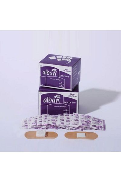 Alban شريط قاعدة غسيل الكلى 38x38 مم 2 صندوق من 50