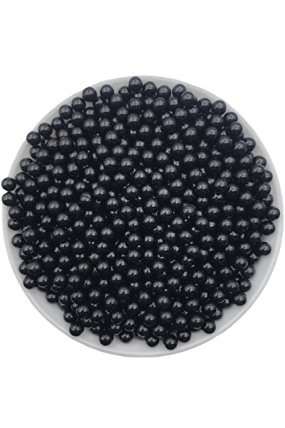 Hedef Bijuteri خرزة لؤلؤ بدون فتحة، لؤلؤة بلاستيكية سوداء بدون فتحة 6 مم (25 ...