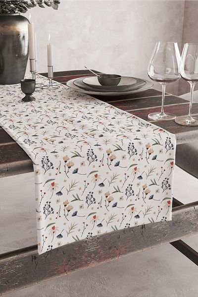 Vagonik Spring Flower Patterned Digital Printed Runner 140x40