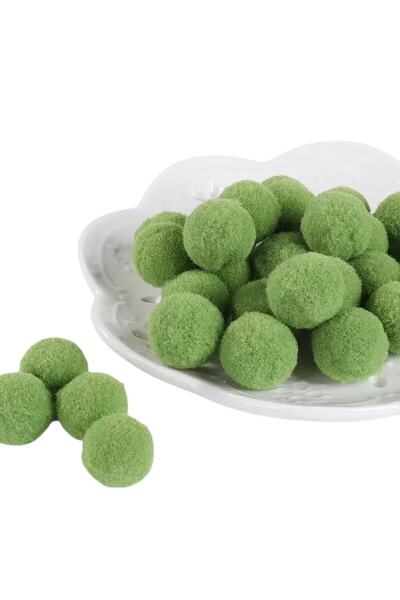 Yumuşakkeçe Pompon de pluș verde ulei 2 Cm 100 buc