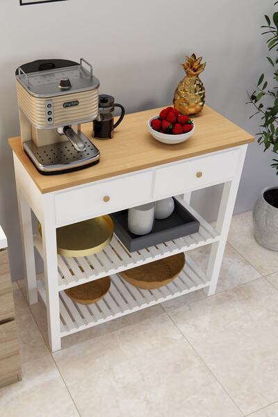 diaraz Ahşap Masif Beyaz Renk Dresuar Modelleri Şık Tasarım Mutfak Mobilya Ür...