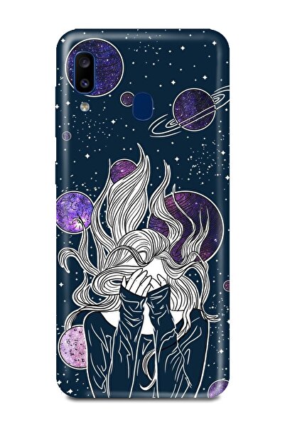 PERAX Samsung Galaxy A20-a30-m10s Galaksi Temalı Kız Mavi Telefon Kılıfı Sma2...