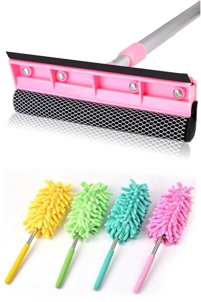 Buffer Teleskopik Çekçekli Cam Silme Aparatı Ve Mikrofiber Pratik Uzayabilen ...