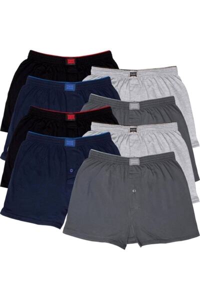 KMK Shop Boxer pentru bărbați din bumbac pieptănat cu talie - pachet de 8 Mix...