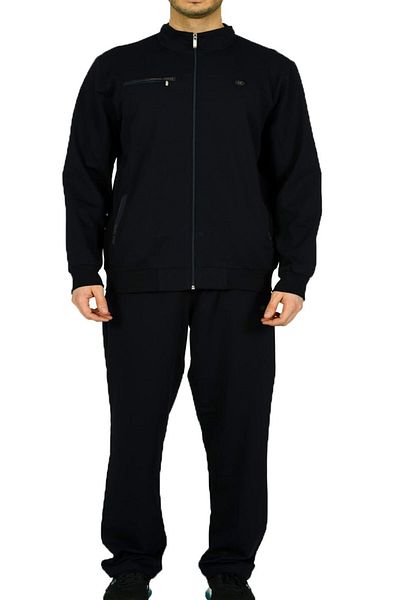 Marco Ferry Navy Blue Men's Half Turtleneck Front Zippered Plus Size Tracksuit Set Edy19130l