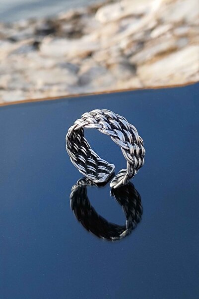 TREND COLLECTİON İspanyol Hasır Örgü Model Gümüş Kaplama Yüzük