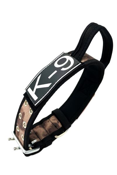 Tasma Market Çöl Kamuflaj Kulplu Türk Bayraklı Taktik K9 Köpek Tasması