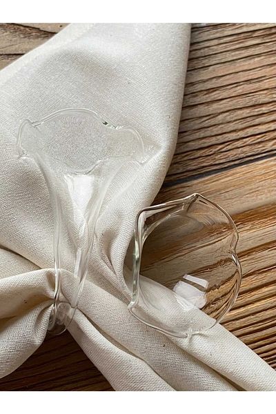 Kübra Özdemir Store 6 Pieces Blown Glass Napkin Rings - Handmade Glass Napkin Holder