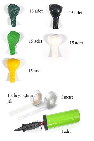 Parti dolabı Dinosaur and Nature Concept Compatible Chain Balloon Set with 75 Balloons Yellow Green Black White Dinosaur Party