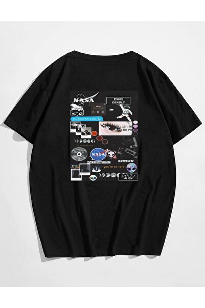 Deocept Унісекс Nasa Space Oversize футболка з принтом спереду і ззаду