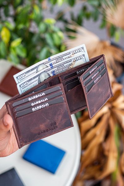 Garbalia Porto Genuine Leather Classic Crazy Brown Men's Wallet with Loose Card Holder