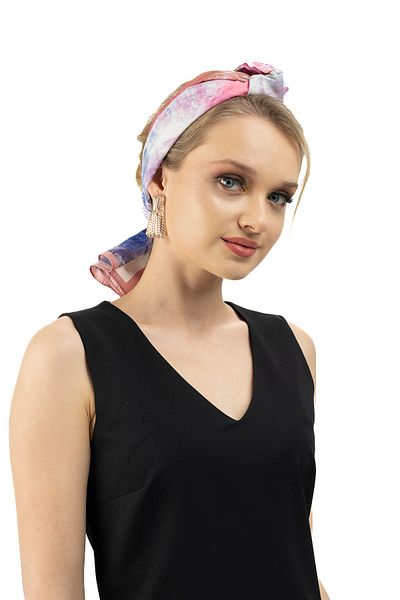 Sarar Women's Pearl Silk Patterned Scarf-bandana 30x130 Cm