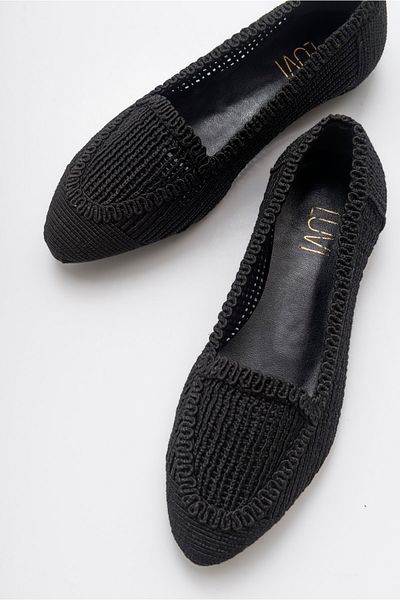 LuviShoes 101 Černé pletené dámské balerínky