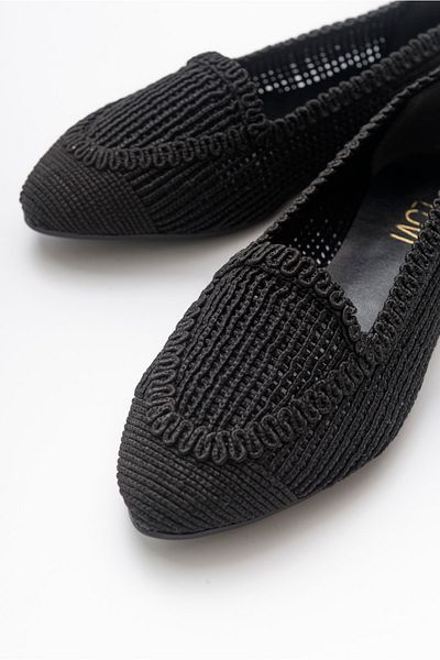 LuviShoes 101 Černé pletené dámské balerínky