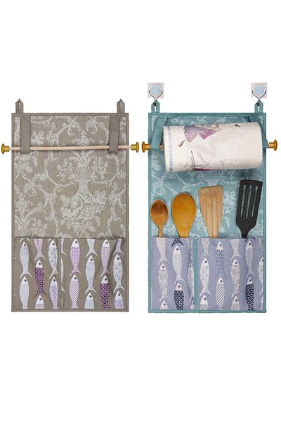 Kazanabil Multipurpose Fabric Pocket Paper Towel Holder Kitchen Organizer