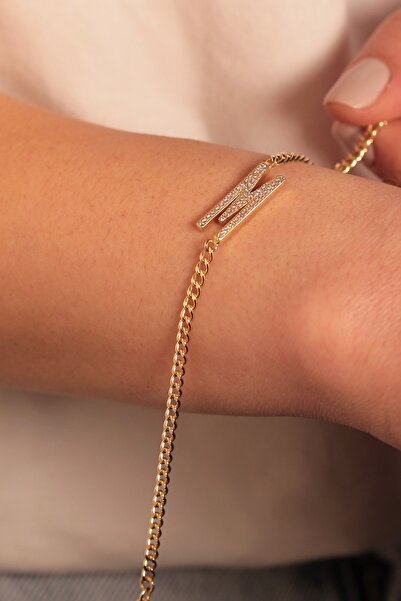 Adil İdil Kuyumculuk 14 Ayar Ince Taşlı M Harfi Künye