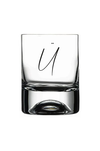 Tasarici كأس ويسكي زجاجي مع حرف Ü / مطبوع بدون كتابة الحروف