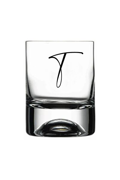 Tasarici كأس ويسكي زجاجي مطبوع عليه حرف T / غير حرف