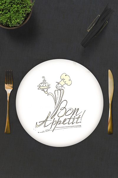 Decorita Set of 2| Glass Plate - Breakfast Plate - Cake Plate| Bon Appetit -chef| Diameter 32cm