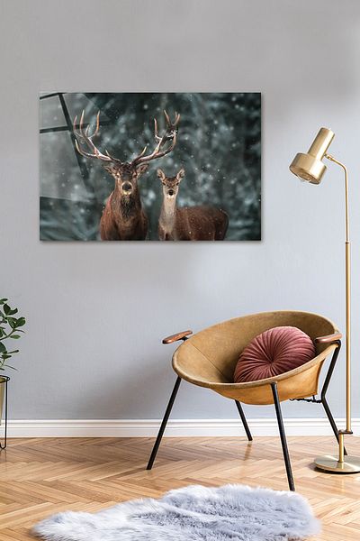 Decorita Animals| Glass Table| Double Deer| 40cm X 60cm