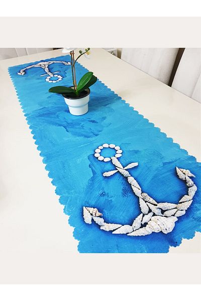 Körfez Kırlent Marine Pattern Anchor Decorative Runner Cover 40x140cm