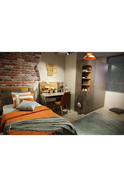 Bubuhome Ares Genç Odası Takımı Dolap + Çalışma Masası + Karyola + Şifonyer + Komodin