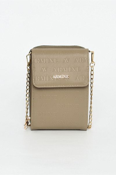 Armine Women's Bag with Chain Strap Mink Laser Print - 266