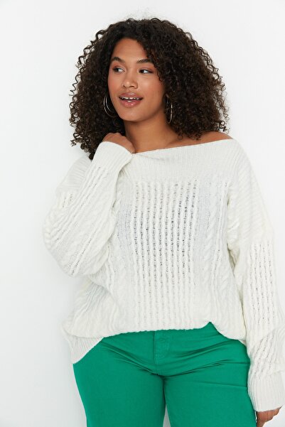 Trendyol Curve Ecru pletený svetr TBBAW23AN00014