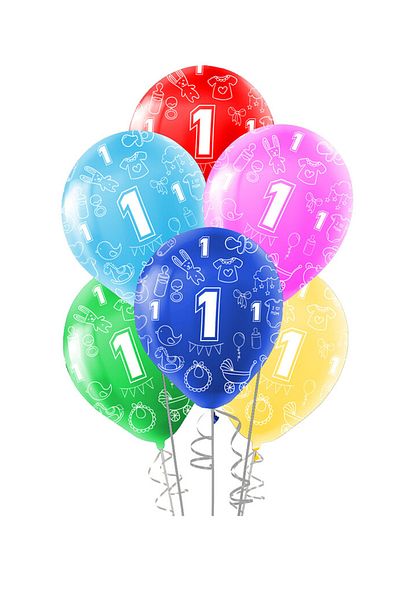 Kazanabil 20pcs 1 Year Old Printed Party Balloon Mixed Color