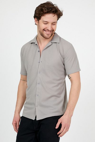 DOAYS Ανδρικό πουκάμισο Slimfit Ανοιχτό γιακά με μοτίβο κοντομάνικο πουκάμισο καλοκαιρινό πουκάμισο