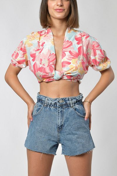 ZDN JEANS Pantaloni scurți de blugi Zdnieans Gathered cu talie elastică - Denim