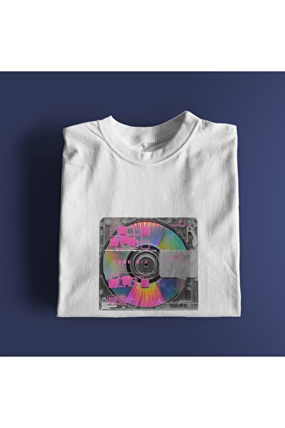 rebelberi Tricou oversize unisex anilor 80 și 90, roz nostalgic, cu aspect CD...