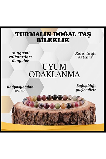 OSMANLI DEĞERLİ TAŞ Sertifikalı Turmalin Doğal Taş Bileklik 6 Mm - B851