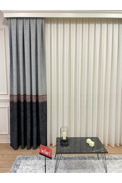 Brillant Blackout Karartma Zemin Baskılı Eskitme Desen 1/2,50 Pile Fon Perde ...