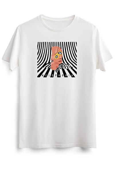 GreenMint تي شيرت أبيض للجنسين من Melophobia - قفص الفيل الكلاسيكي