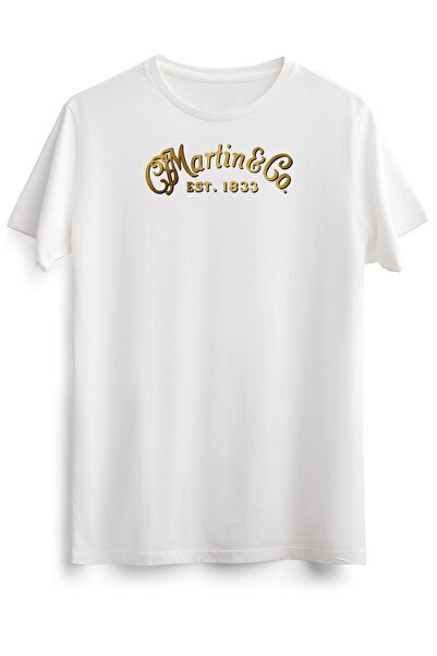 GreenMint تي شيرت أبيض للجنسين مارتن جيتار أساسي