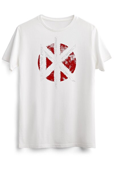 GreenMint تي شيرت أبيض للجنسين أبيض أحمر رمز أساسي