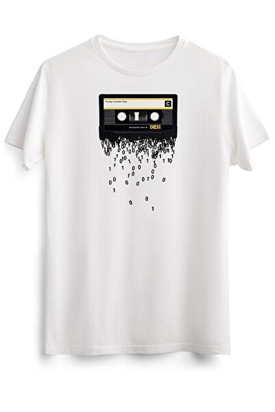 GreenMint تي شيرت أبيض للجنسين "موت الكاسيتكلاسيكي