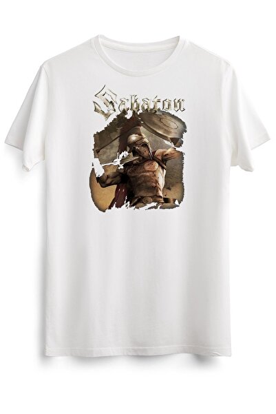 GreenMint تي شيرت أبيض للجنسين Sabaton الأكثر مبيعًا