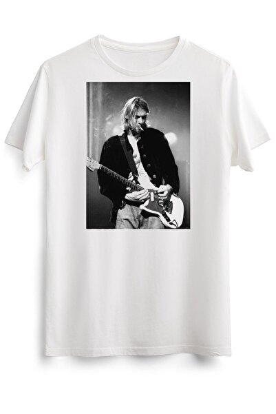 GreenMint تي شيرت أبيض للجنسين روك سموك كلاسيك