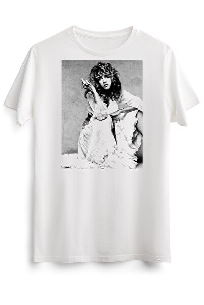 GreenMint تي شيرت أبيض للجنسين ستيفي نيكس ميدل فنجر كلاسيك